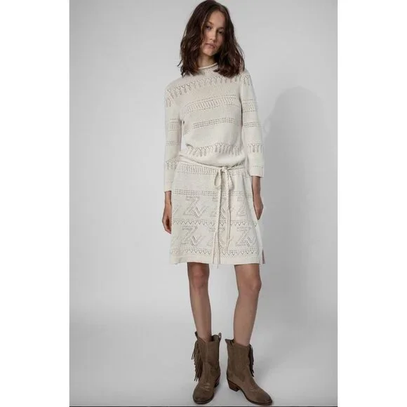 Zadig & Voltaire | Dresses | Zadig Voltaire Zv Cecily Dress Size Small  Crochet Knit Zv Braided Belt Midi | Poshmark